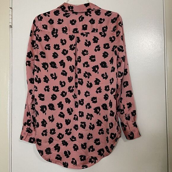 EQUIPMENT pink black floral long sleeve button down blouse size small - Picture 5 of 5